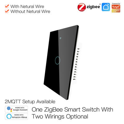 Commutateur de mur de Zigbee Smart Wifi aucun panneau en verre d'écran de contact neutre