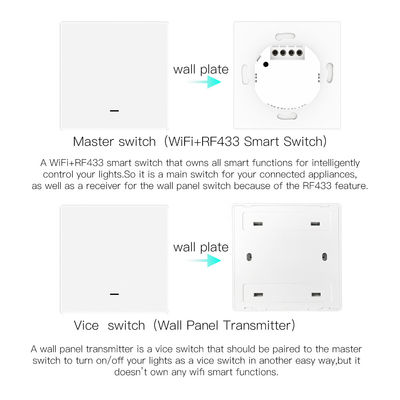 1 2 3 commutateur de bouton poussoir léger intelligent de 4 bandes avec l'interrupteur de lampe à la maison à télécommande à distance de mur de Tuya