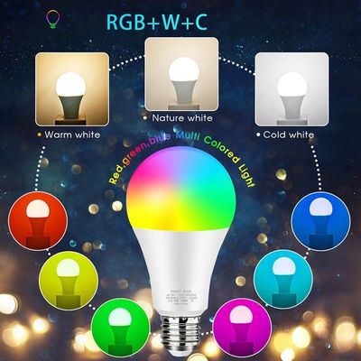 Travaux d'ampoules de Dimmable E26 Smart WiFi LED avec Alexa Google Home 2700K-6500K RGBWW