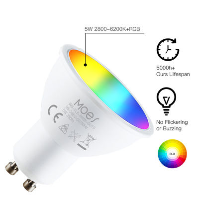 Travaux d'ampoules de l'ampoule 5W GU10 Smart LED de RGBW Wifi avec Alexa Google Home